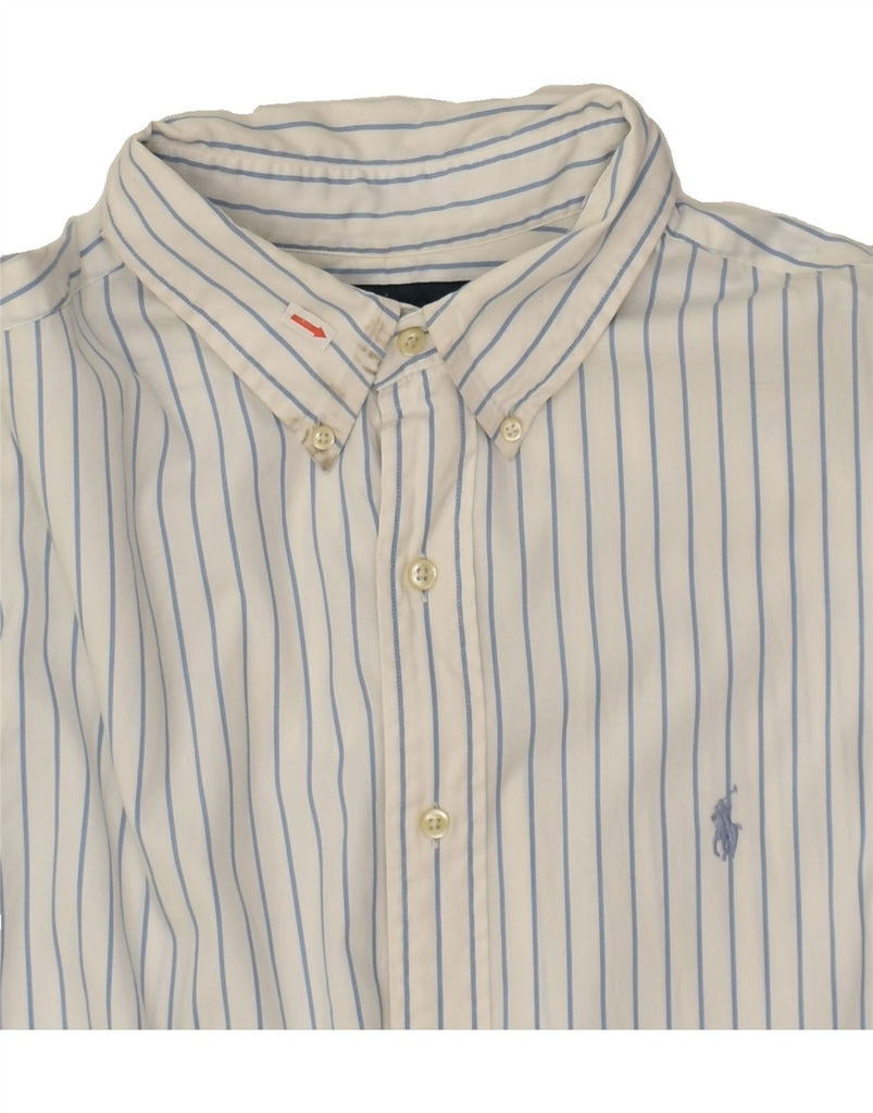 RALPH LAUREN Mens Classic Fit Shirt Size 17 1/2 XL Blue Striped Cotton | Vintage Ralph Lauren | Thrift | Second-Hand Ralph Lauren | Used Clothing | Messina Hembry 