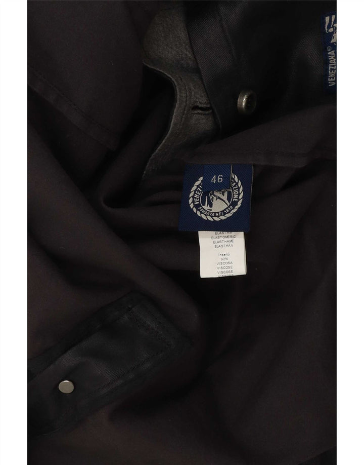 Vintage Mens Double Breasted Waxed Cotton Jacket IT 46 Small Black
