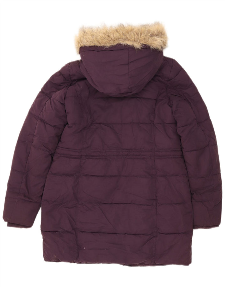 Fat Face Womens Hooded Padded Coat UK 8 Small Purple Polyester