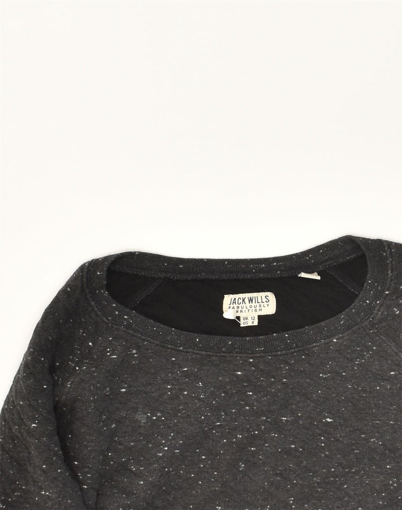 JACK WILLS Womens Sweatshirt Jumper UK 12 Medium Grey Flecked Cotton | Vintage Jack Wills | Thrift | Second-Hand Jack Wills | Used Clothing | Messina Hembry 