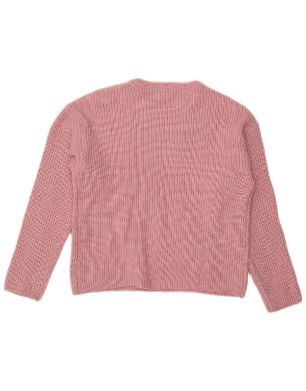 Marks & Spencer Womens Boat Neck Jumper Sweater UK 14 Medium Pink Polyester