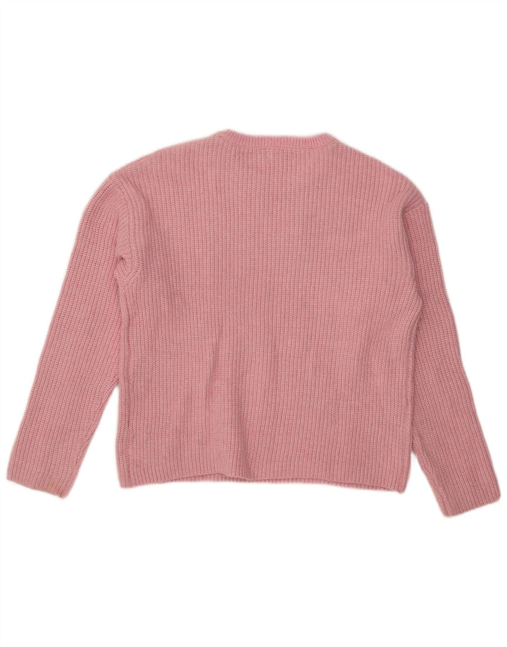 Marks & Spencer Womens Boat Neck Jumper Sweater UK 14 Medium Pink Polyester