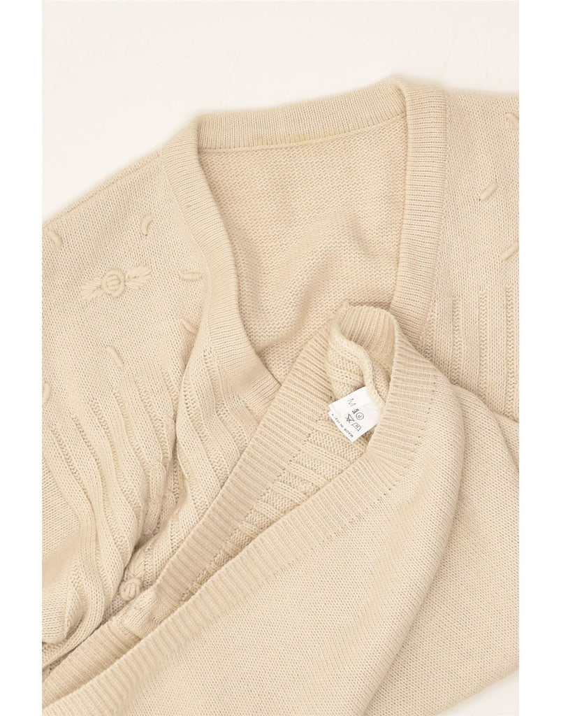 VINTAGE Womens Loose Fit Cardigan Sweater UK 14 Medium Beige Wool | Vintage Vintage | Thrift | Second-Hand Vintage | Used Clothing | Messina Hembry 