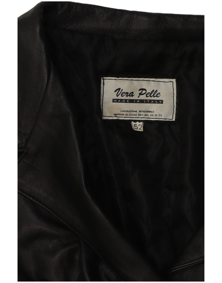 Vintage Womens Leather Jacket IT 52 2XL Black
