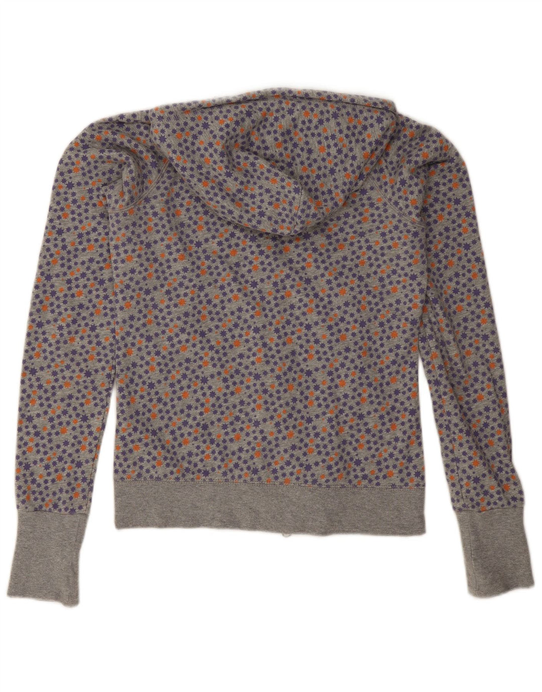 Nike Womens Zip Hoodie Sweater UK 10 Small Grey Spotted Cotton