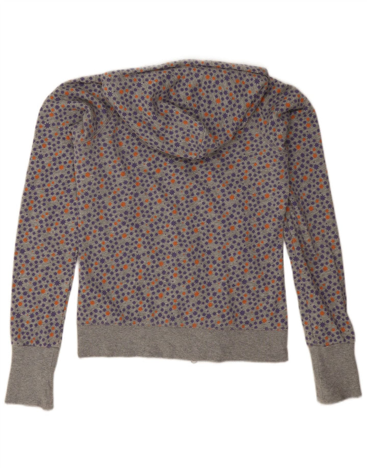 Nike Womens Zip Hoodie Sweater UK 10 Small Grey Spotted Cotton