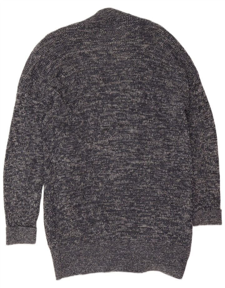 Zara Mens Cardigan Sweater Small Grey Flecked Cotton