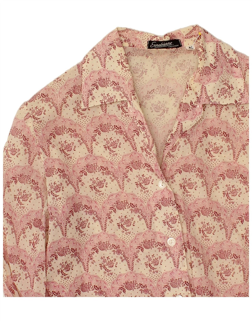 VINTAGE Womens Shirt IT 44 Medium Pink Floral Vintage Vintage and Second-Hand Vintage from Messina Hembry 