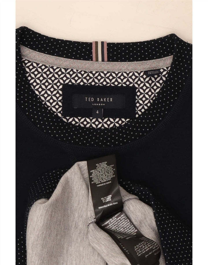 Ted Baker Mens Sweatshirt Jumper Size 4 Large Navy Blue Spotted Polyester