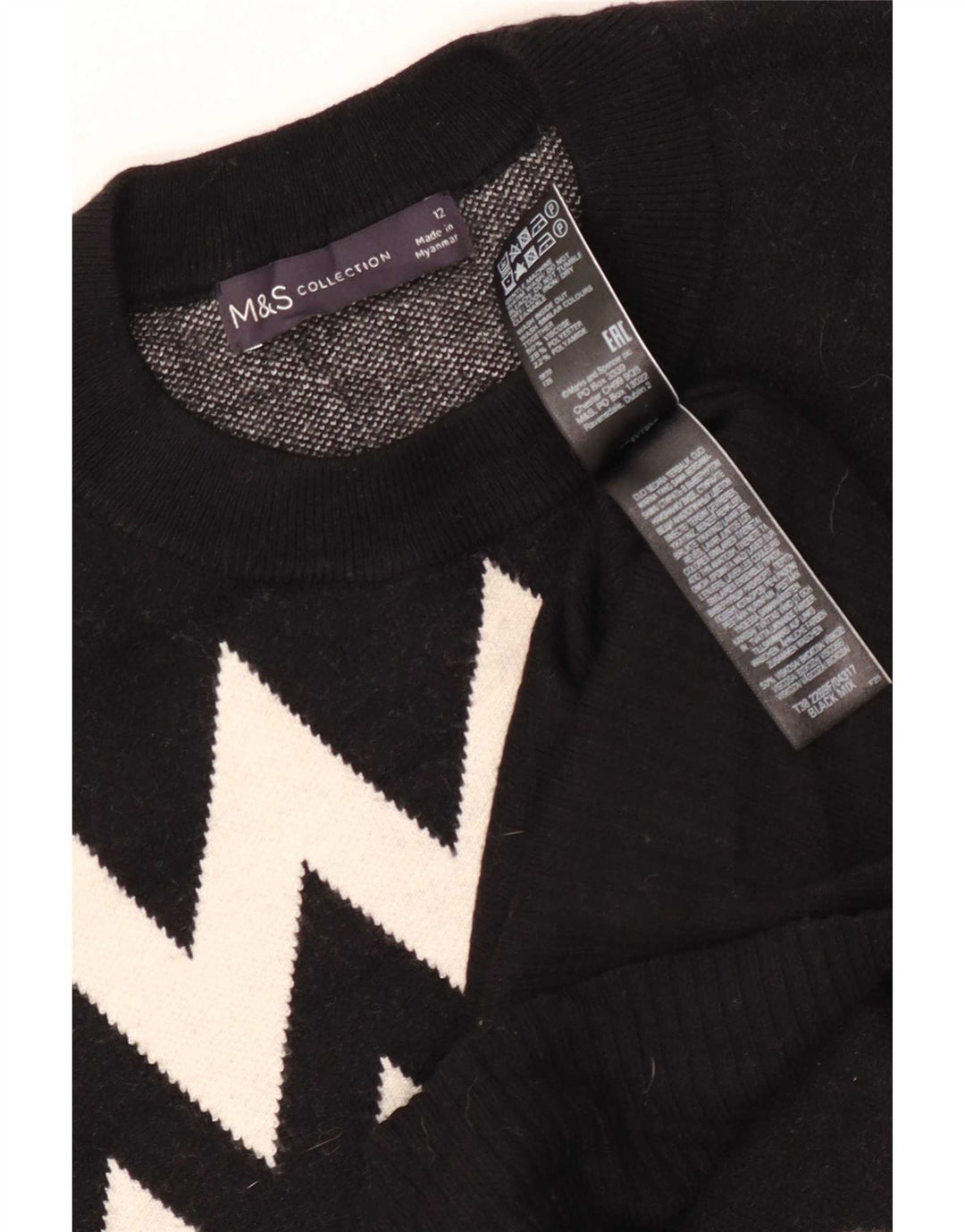 Marks & Spencer Womens Crew Neck Jumper Sweater UK 12 Medium Black