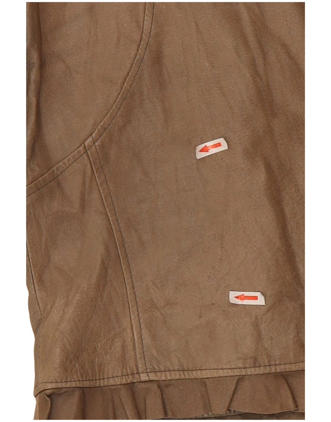 Vintage Womens Crop Leather Jacket UK 10 Small Beige