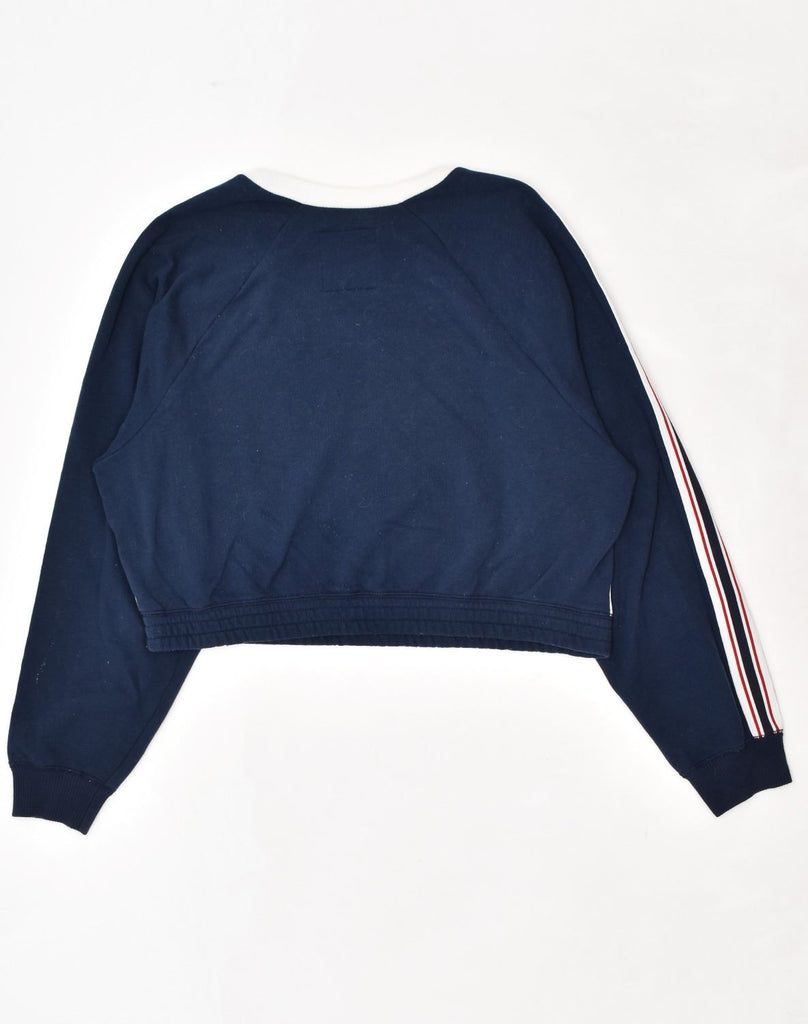 HOLLISTER Womens Oversized Crop Sweatshirt Jumper UK 14 Medium Navy Blue | Vintage | Thrift | Second-Hand | Used Clothing | Messina Hembry 