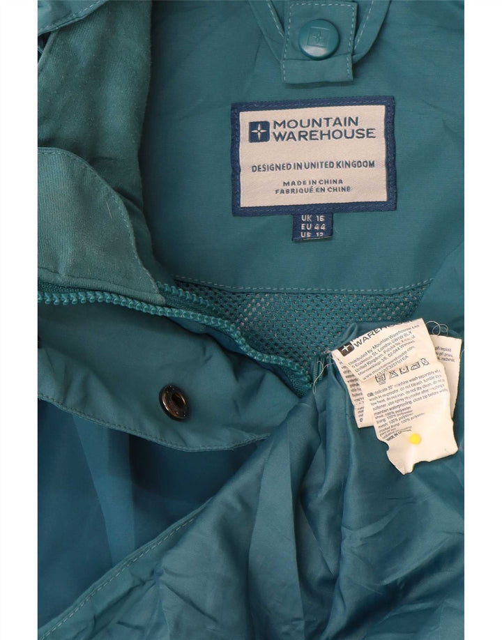 Mountain Warehouse Womens Hooded Rain Jacket UK 16 Large Blue Polyester