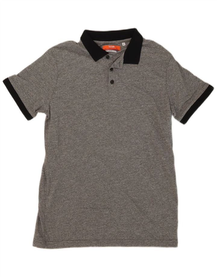 JULES Mens Slim Fit Rugby Polo Shirt Medium Grey Cotton