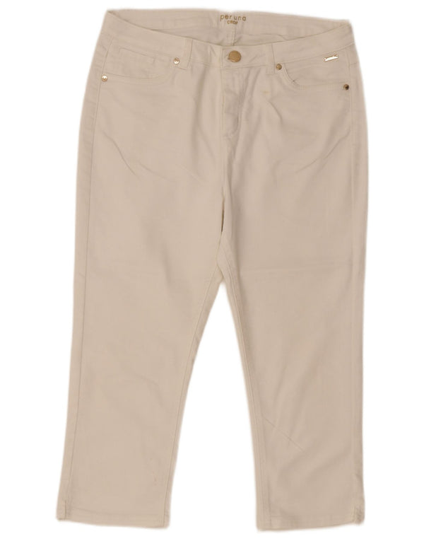 Marks & Spencer Womens Per Una Cropped Trousers UK 14 Large W32 L21 White