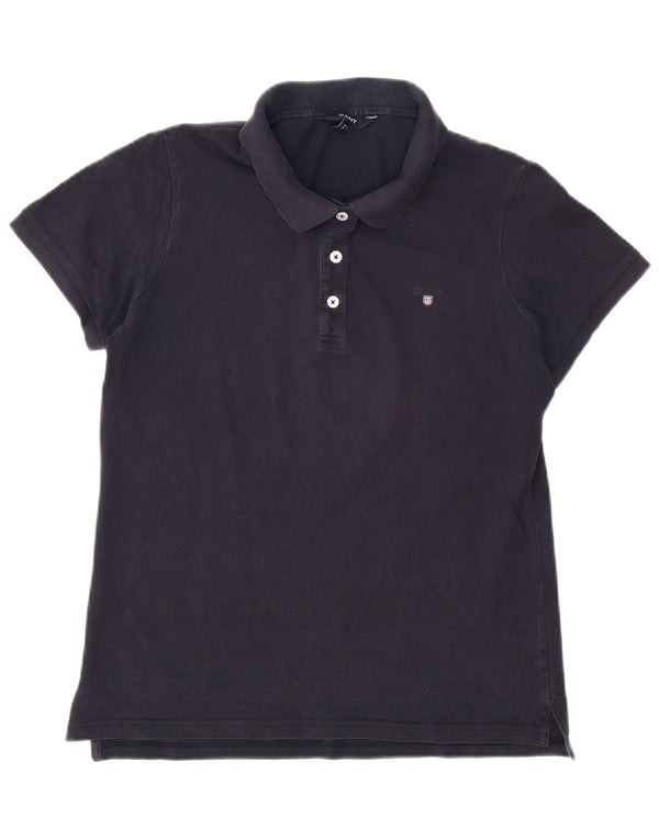 GANT Womens Polo Shirt UK 14 Large Navy Blue Cotton