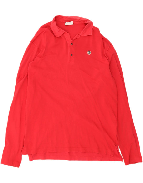 North Sails Mens Long Sleeve Rugby Polo Shirt XL Red Cotton