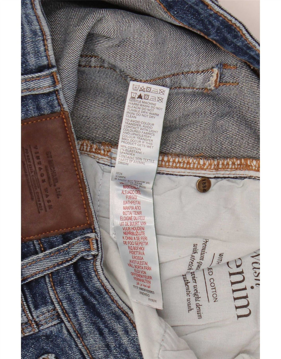 Marks & Spencer Mens Straight Jeans W38 L31 Blue Cotton