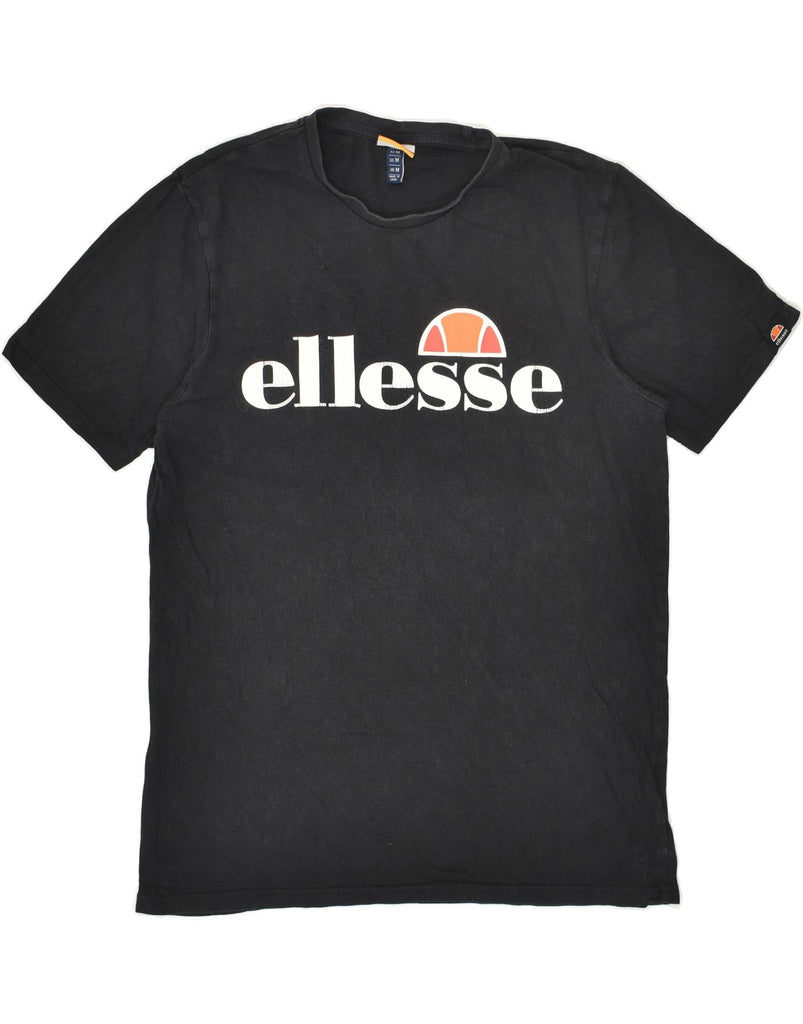 ELLESSE Mens Graphic T-Shirt Top Medium Black Cotton Vintage Ellesse and Second-Hand Ellesse from Messina Hembry 