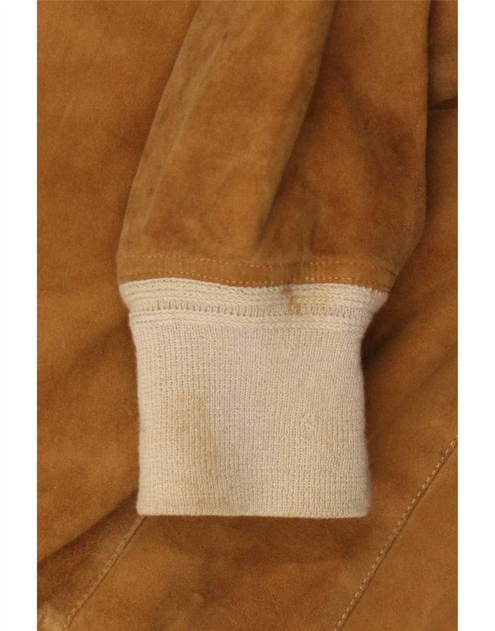 Vintage Mens Suede Bomber Jacket IT 52 XL Beige Leather