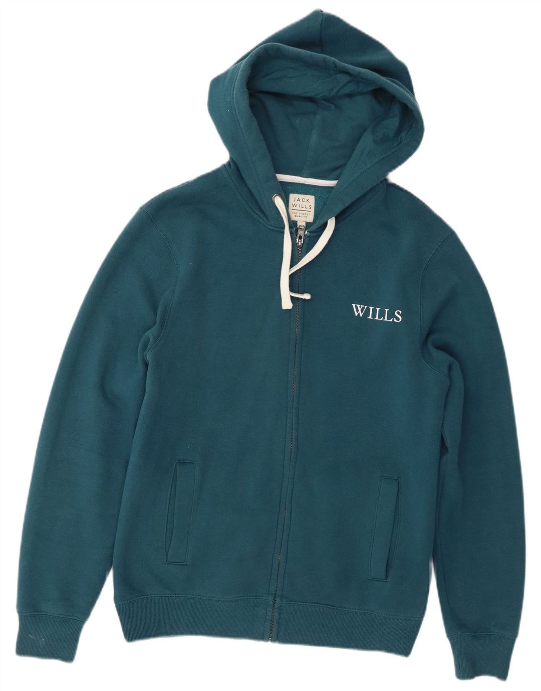 Jack Wills Mens Zip Hoodie Sweater Medium Turquoise Cotton