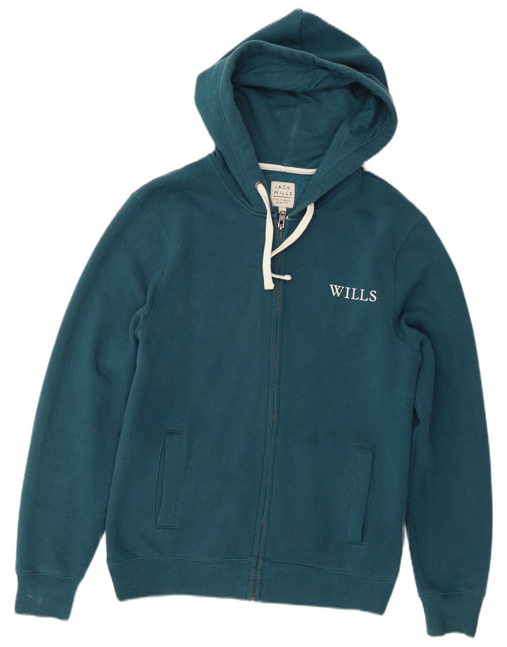 Jack Wills Mens Zip Hoodie Sweater Medium Turquoise Cotton