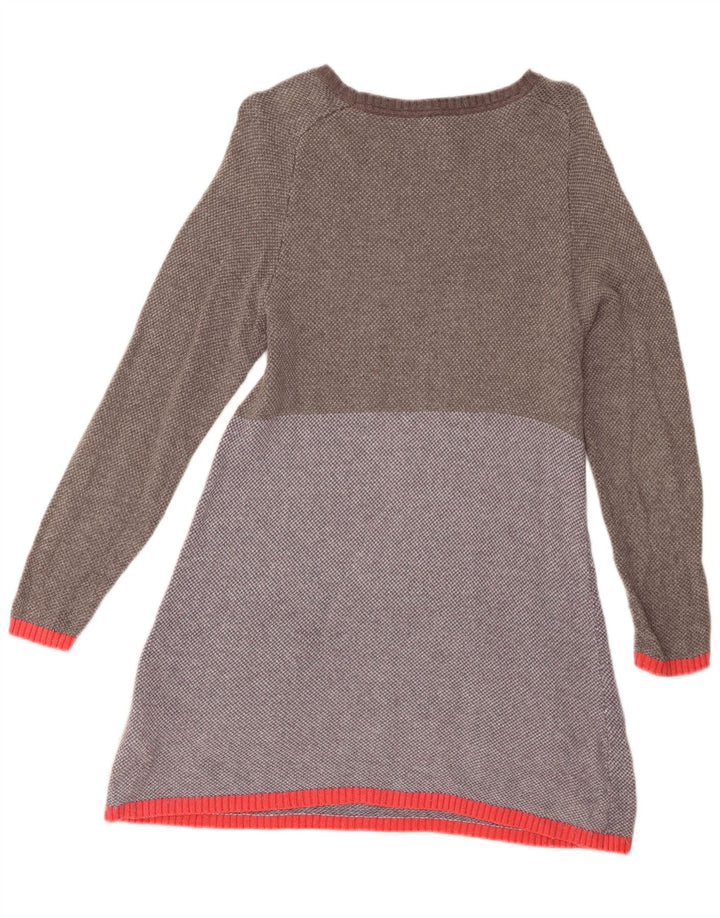 WHITE STUFF Womens Jumper Dress UK 12 Medium Grey Colourblock Cotton