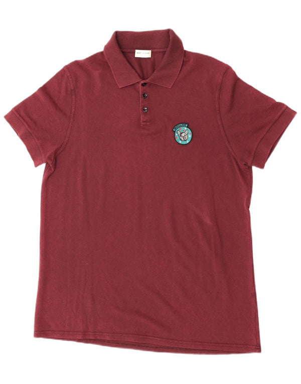 Saint Laurent Mens Polo Shirt Large Burgundy Cotton