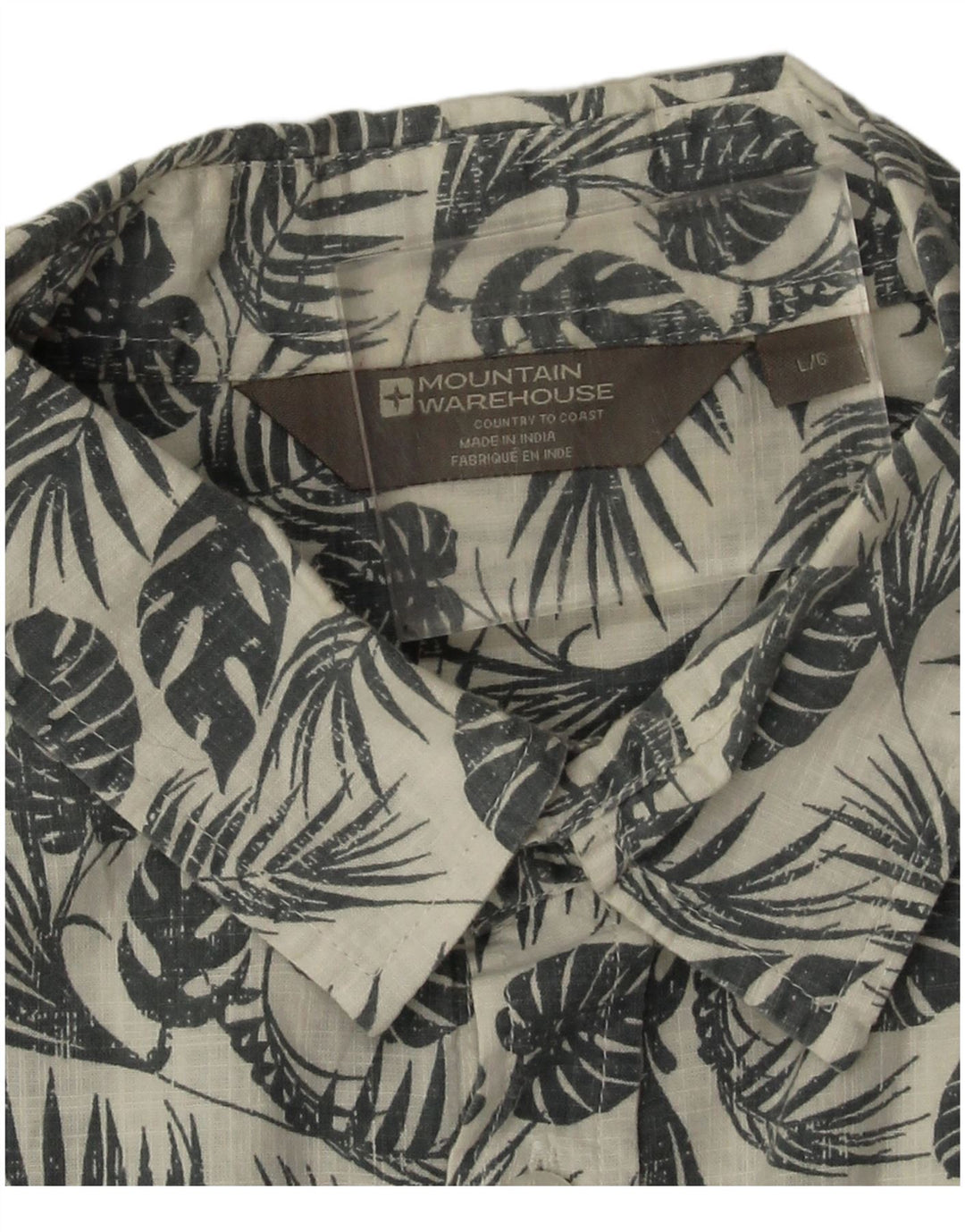 Mountain Warehouse Mens Short Sleeve Shirt Large White Floral Cotton