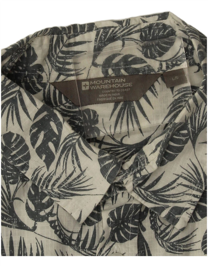 Mountain Warehouse Mens Short Sleeve Shirt Large White Floral Cotton