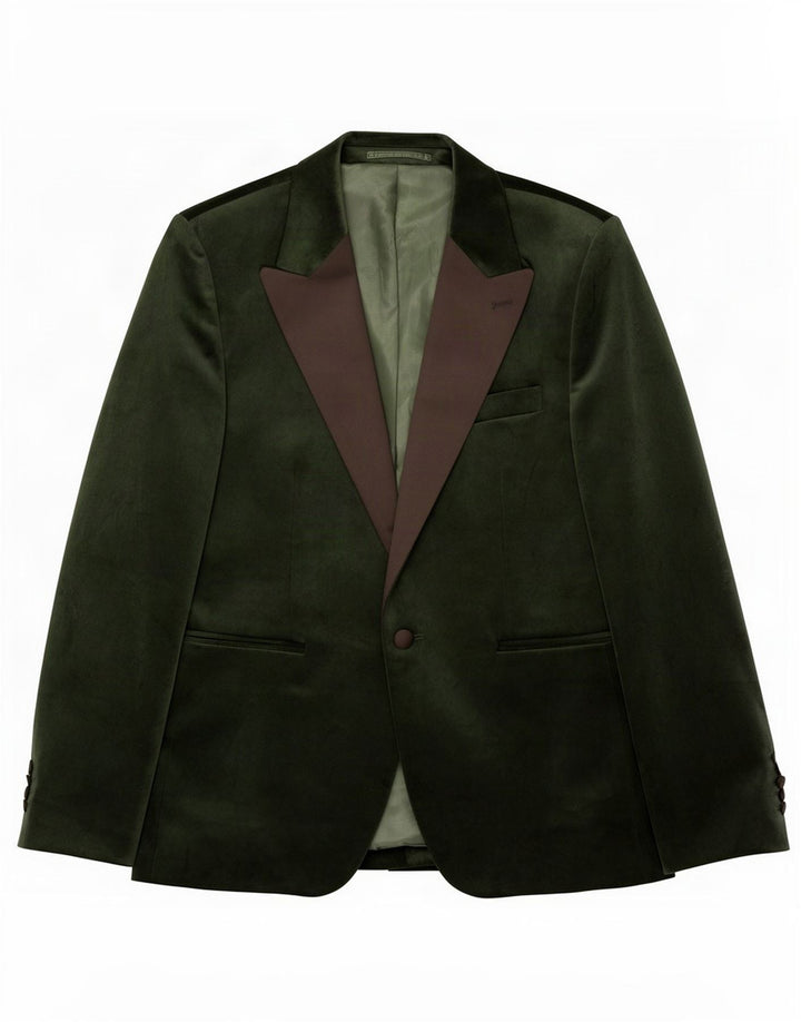 Moncrief Mens 1 Button Velour Blazer Jacket UK 38 Medium Green Polyester