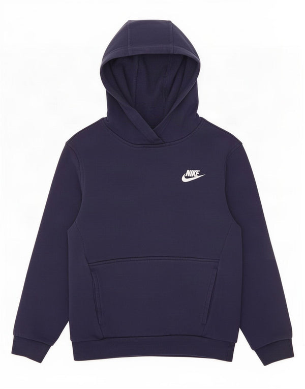 Nike Girls Hoodie Jumper 10-11 Years Medium Navy Blue Cotton