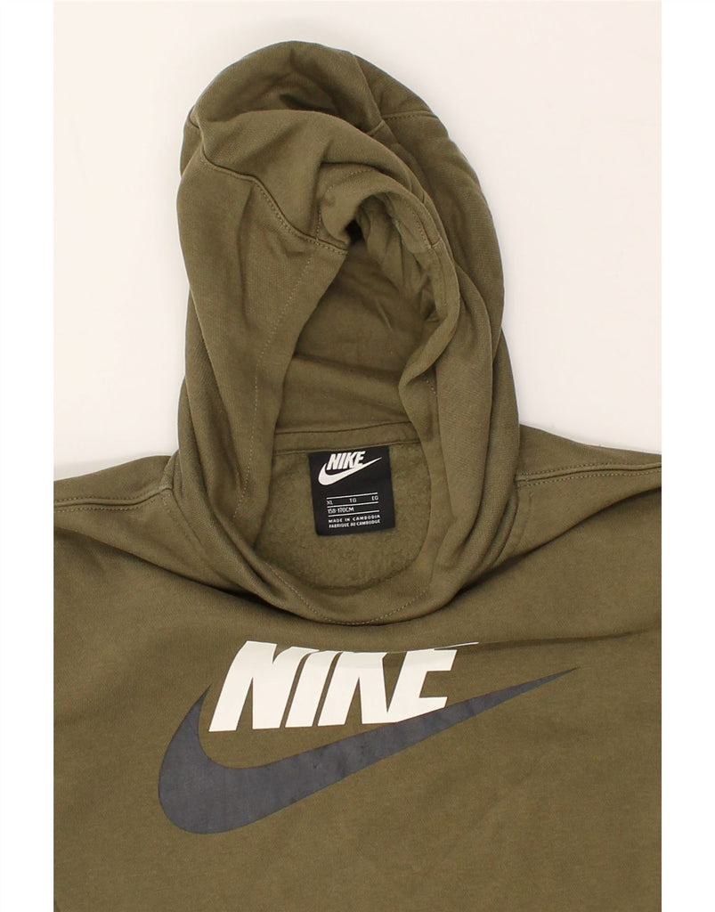 NIKE Boys Graphic Hoodie Jumper 13-14 Years XL  Khaki | Vintage Nike | Thrift | Second-Hand Nike | Used Clothing | Messina Hembry 