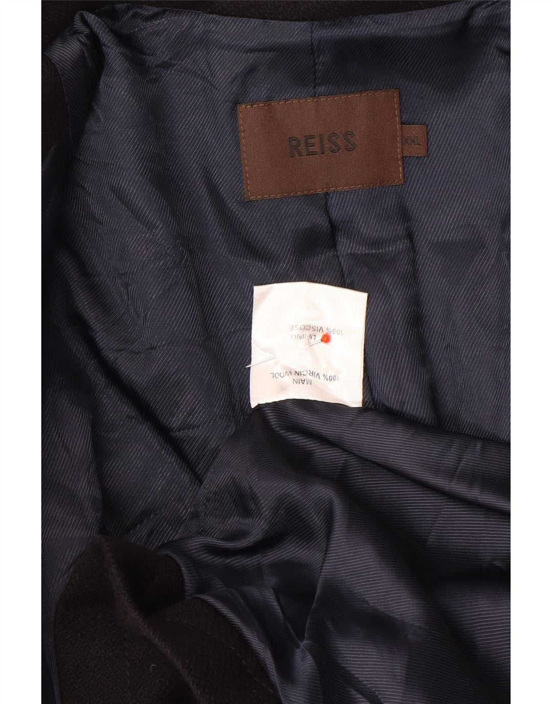 Reiss Mens Overcoat UK 44 2XL Navy Blue Virgin Wool