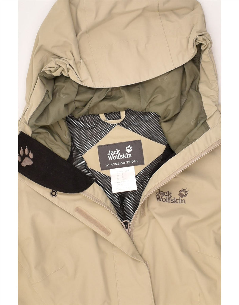 JACK WOLFSKIN Womens Hooded Windbreaker Jacket UK 10 Small Beige Polyamide | Vintage Jack Wolfskin | Thrift | Second-Hand Jack Wolfskin | Used Clothing | Messina Hembry 