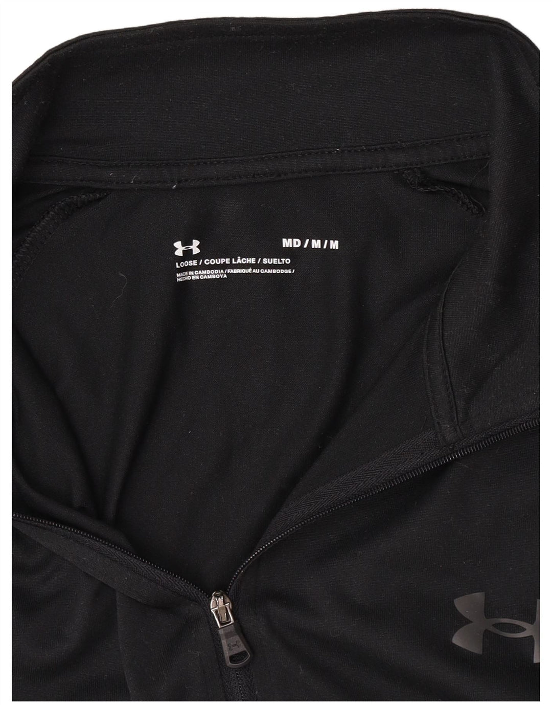 Under Armour Mens Zip Neck Pullover Tracksuit Top Medium Black