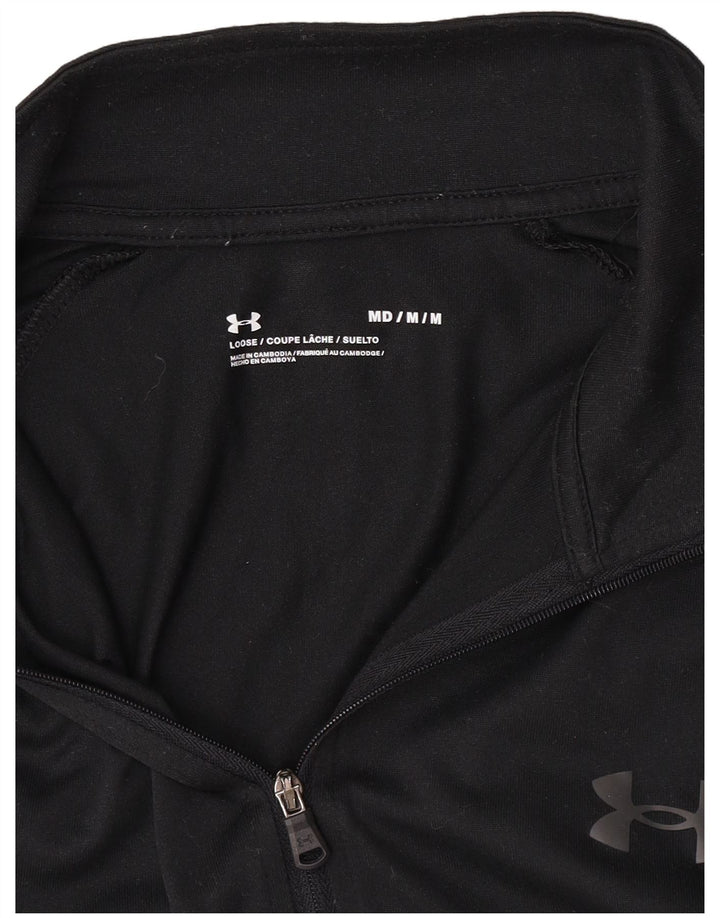 Under Armour Mens Zip Neck Pullover Tracksuit Top Medium Black