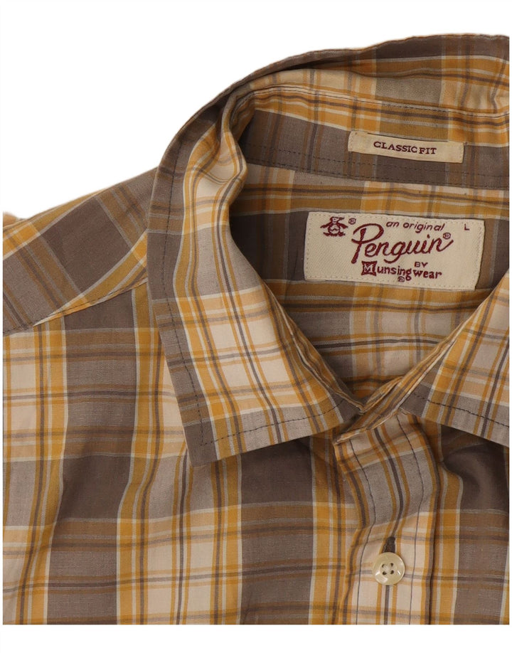 Penguin Mens Classic Fit Shirt Large Grey Check