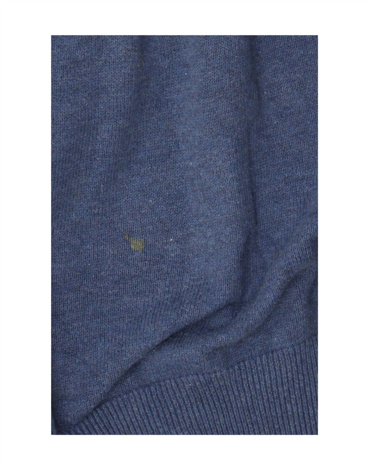 Marks & Spencer Mens V-Neck Jumper Sweater Large Blue Cotton