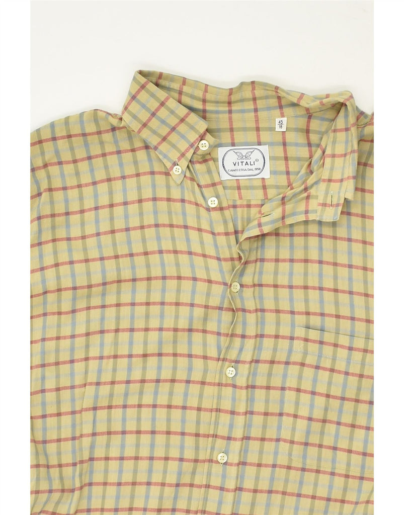 VINTAGE Mens Shirt Size 18 45 2XL Beige Check | Vintage Vintage | Thrift | Second-Hand Vintage | Used Clothing | Messina Hembry 