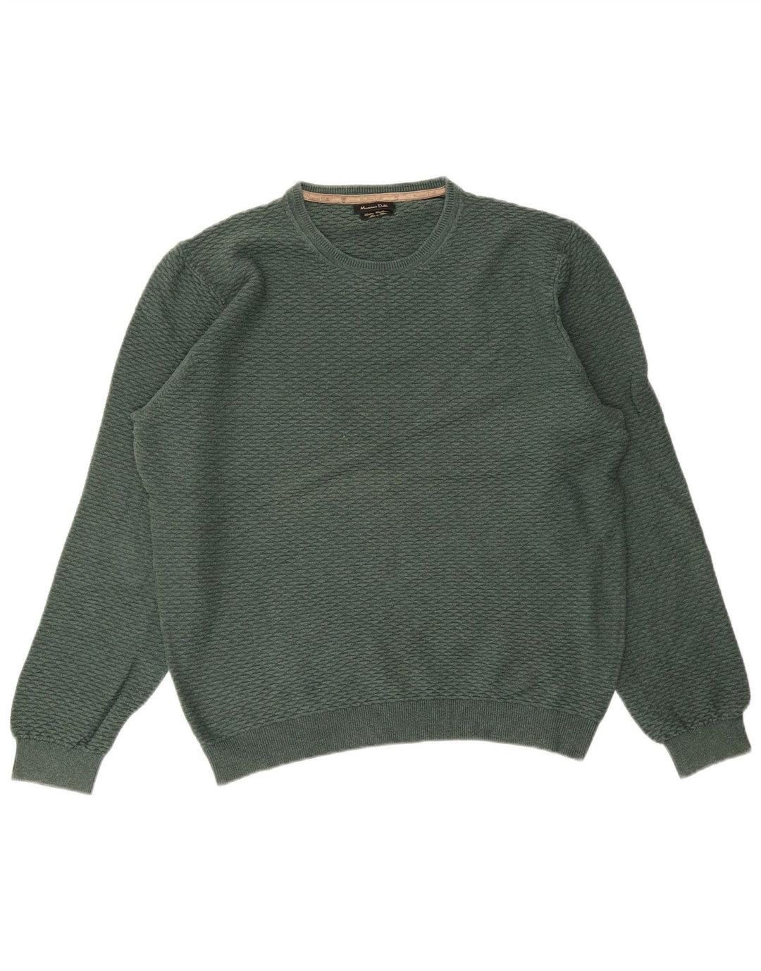 MASSIMO DUTTI Mens Crew Neck Jumper Sweater 2XL Green Cotton
