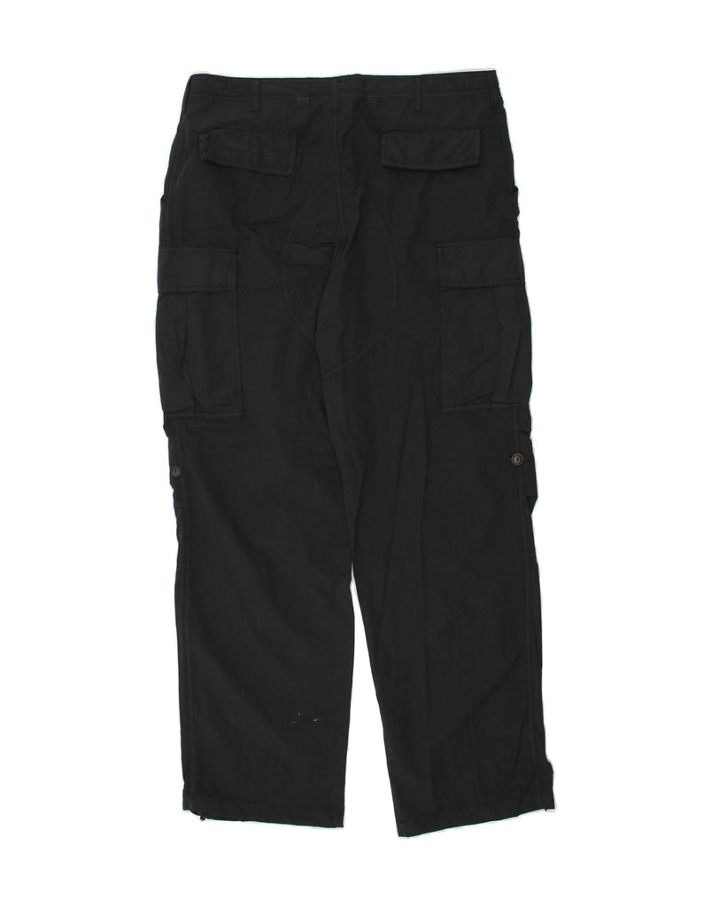 VINTAGE Mens Straight Cargo Trousers IT 48 Medium W36 L31 Black Cotton Vintage Vintage and Second-Hand Vintage from Messina Hembry 