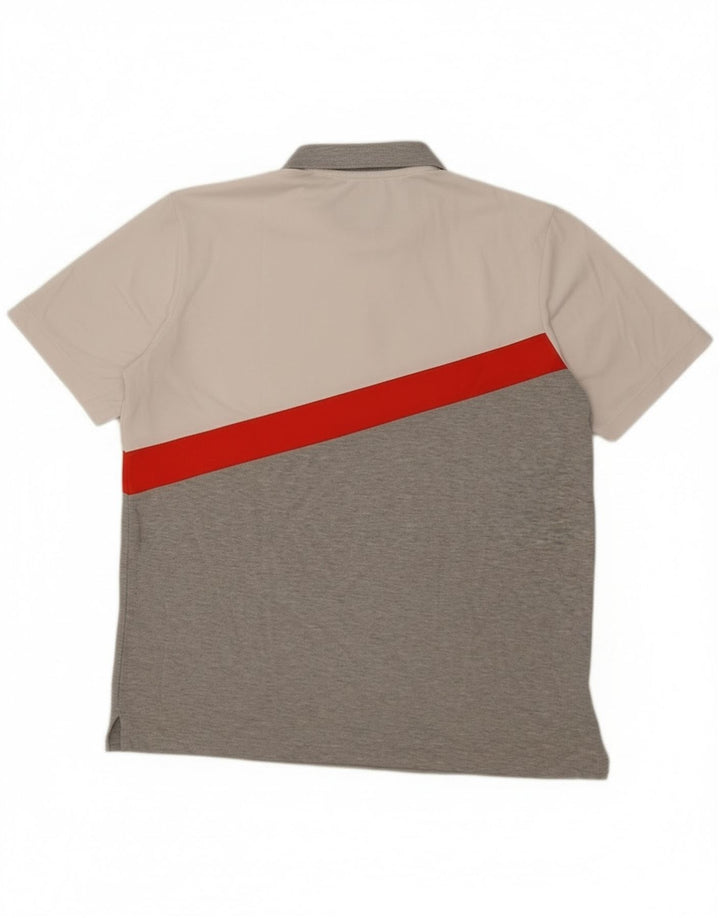 Adidas Mens Climalite Polo Shirt Large Grey Colourblock Polyester