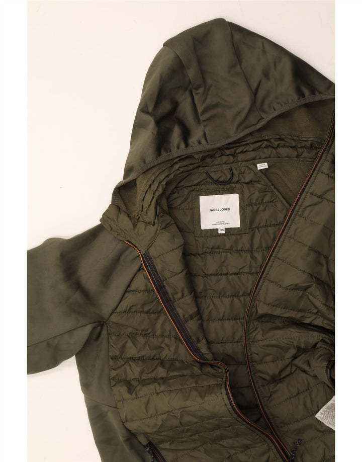 JACK & JONES Mens Hooded Padded Jacket UK 34 XS Green Polyester Vintage Jack & Jones and Second-Hand Jack & Jones from Messina Hembry 