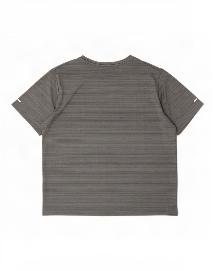 Nike Womens Dri Fit T-Shirt Top UK 14 Medium Grey Striped Polyester