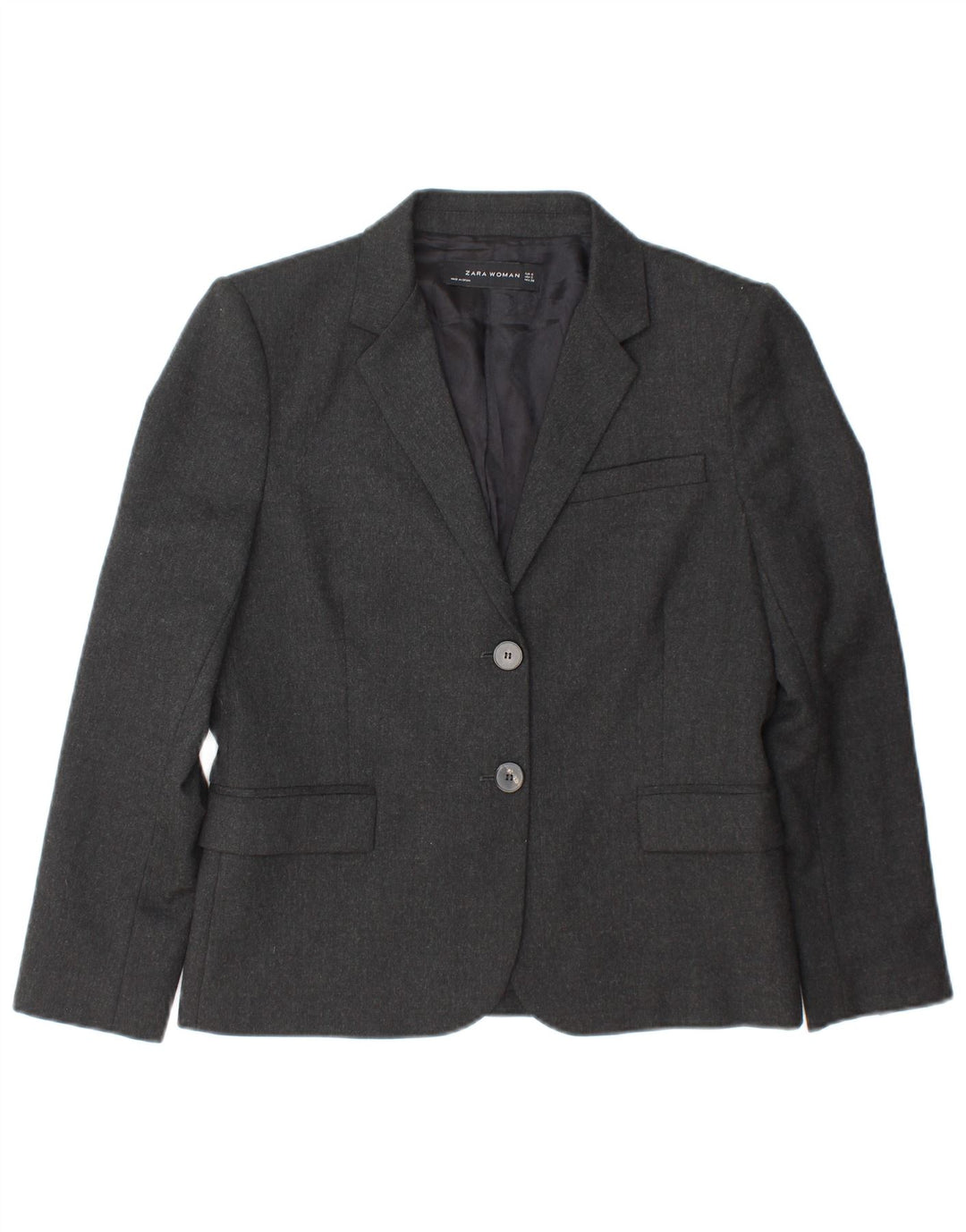 Zara Womens 2 Button Blazer Jacket UK 10 Small Grey