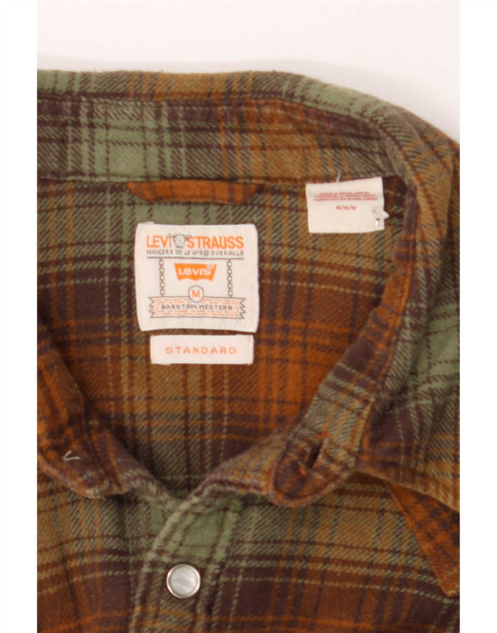 Levi's Mens Flannel Shirt Medium Brown Plaid Cotton