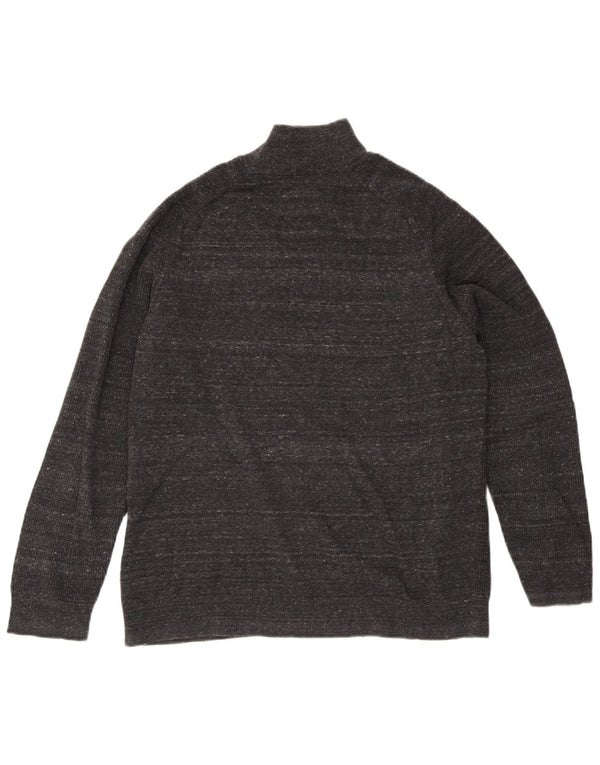 White Stuff Mens Zip Neck Jumper Sweater XL Grey Flecked Cotton