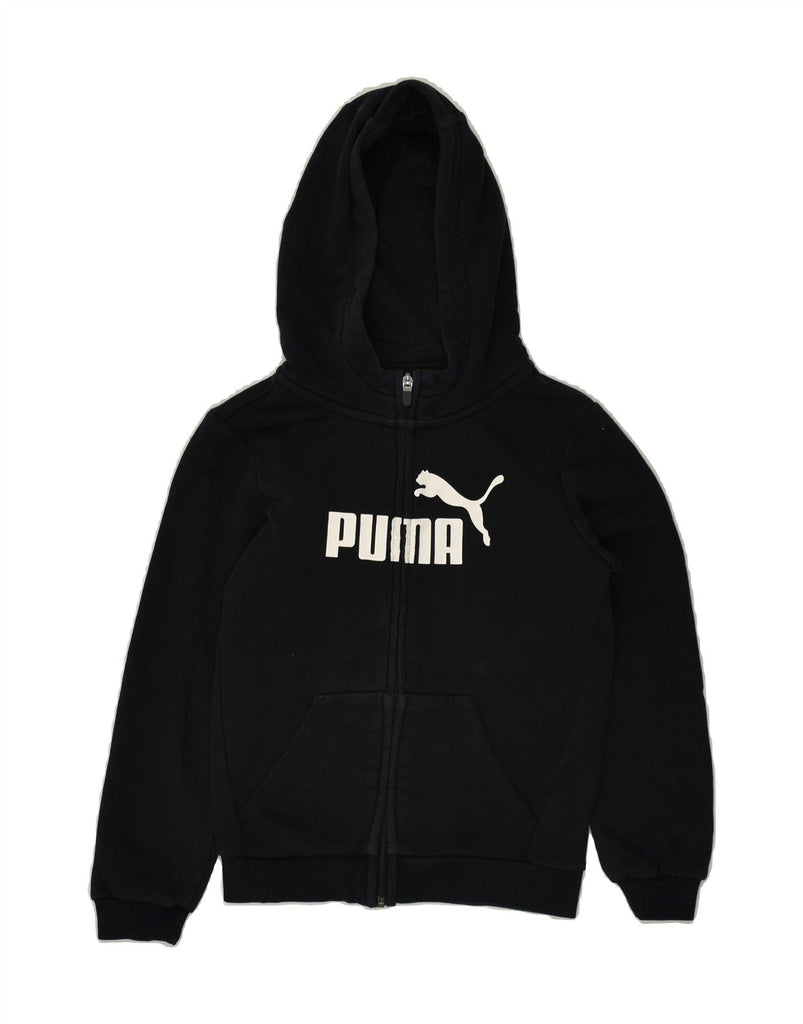 PUMA Boys Graphic Zip Hoodie Sweater 7-8 Years Black Cotton | Vintage Puma | Thrift | Second-Hand Puma | Used Clothing | Messina Hembry 