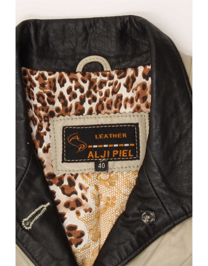 Alji Piel Womens Leather Jacket EU 40 Medium Beige